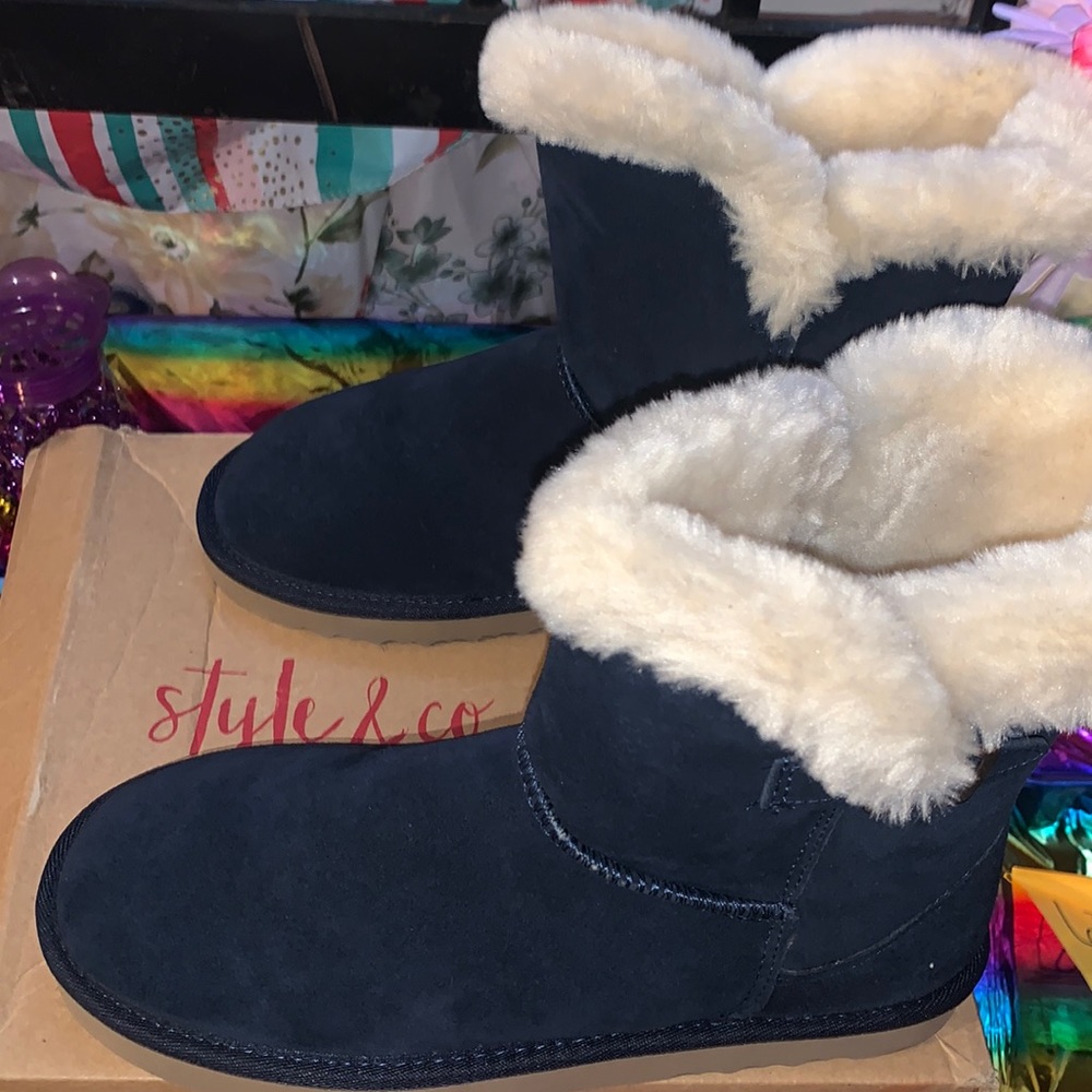 Style & Co. Womens Tiny 2 Suede Faux Fur Lined